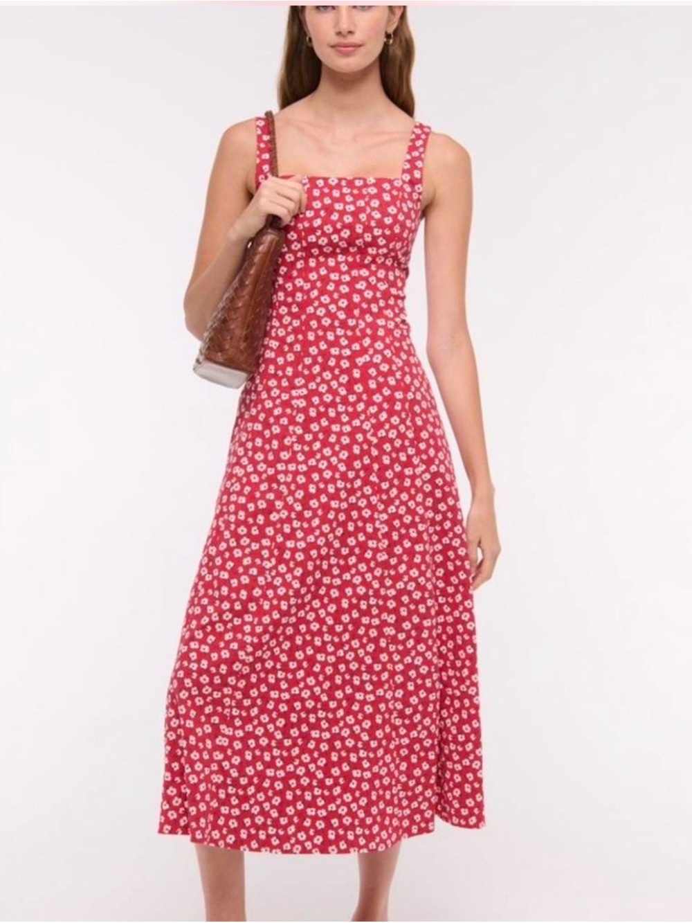 Abercrombie NWT Mila Stretch Red Floral Midi Dress XXL Tall
